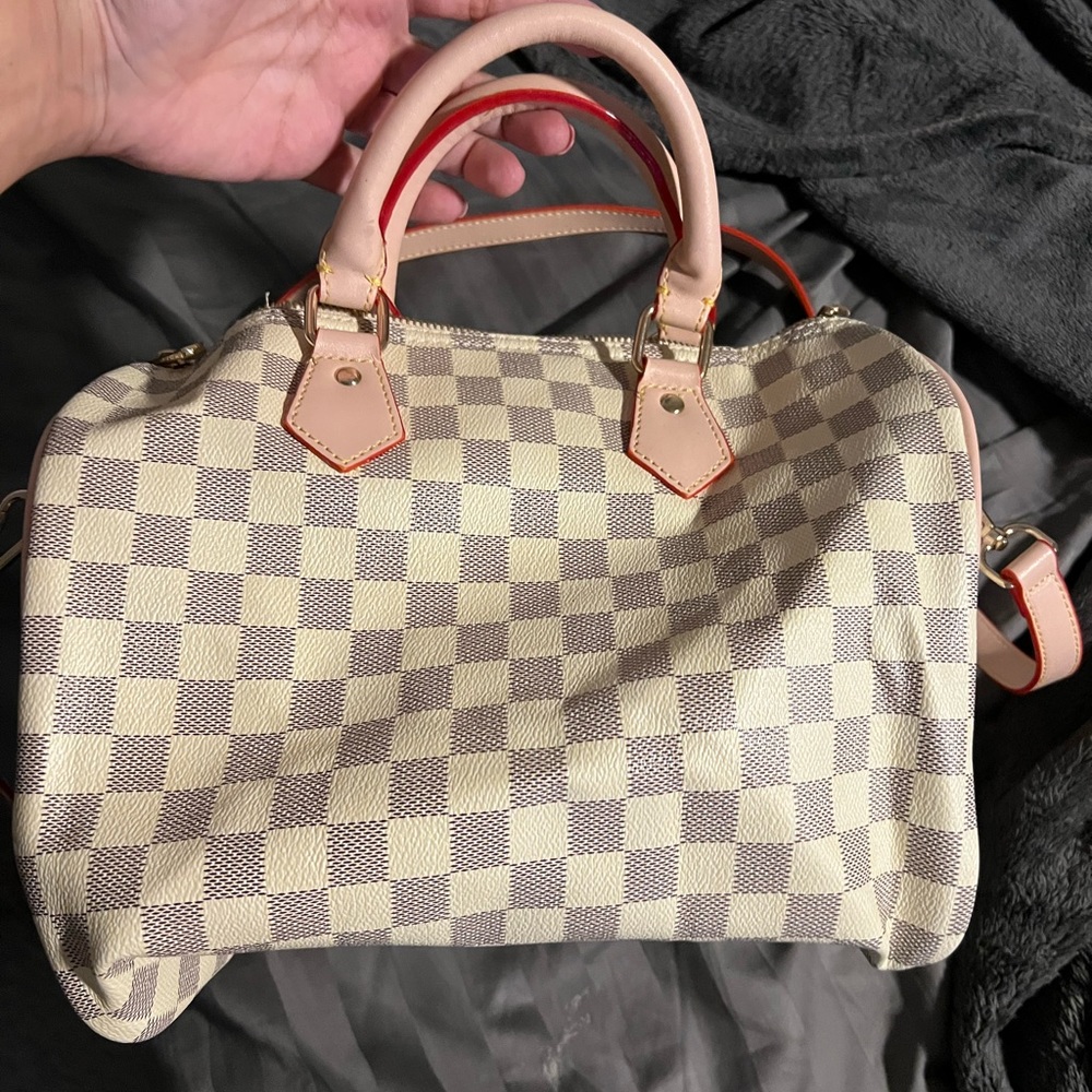 White checkered bag